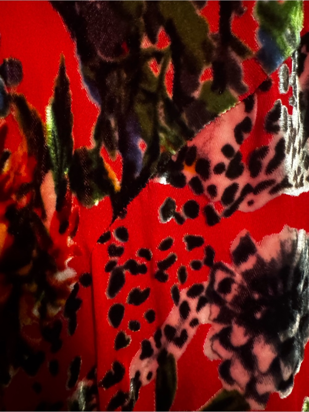 Johnny Was Sleeveless Red Floral V-Neck Maxi Dress Velvet Burnout XL - Picture 4 of 4